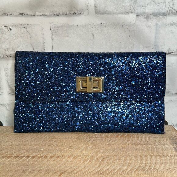 Estee Lauder Blue Sparkle Clutch Prom Cocktail Dance - Picture 1 of 3